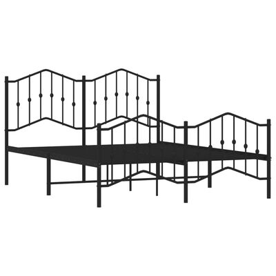 vidaXL Cadre de lit métal sans matelas avec pied de lit noir 135x190cm