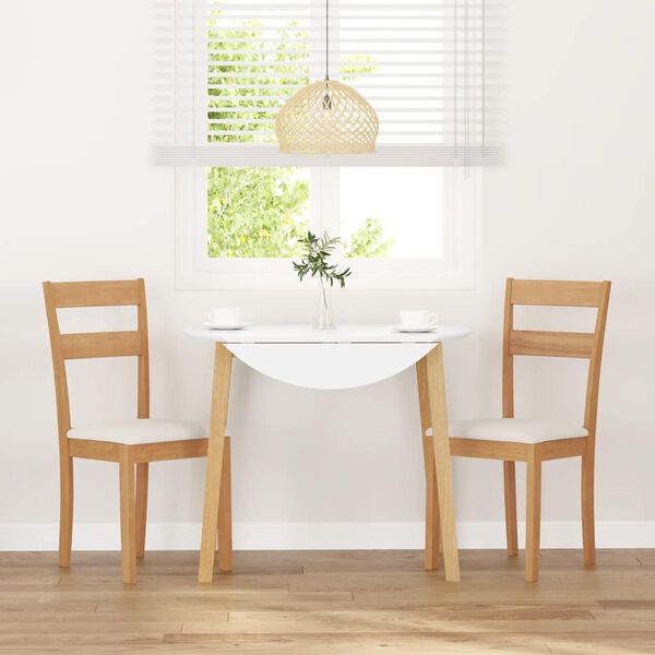 vidaXL Chaises &agrave; manger coussins 2 pcs naturel bois massif caoutchouc