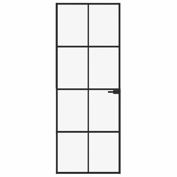 vidaXL Porte d'int&eacute;rieur Noir 76x201,5 cm Tremp&eacute; verre aluminium fin