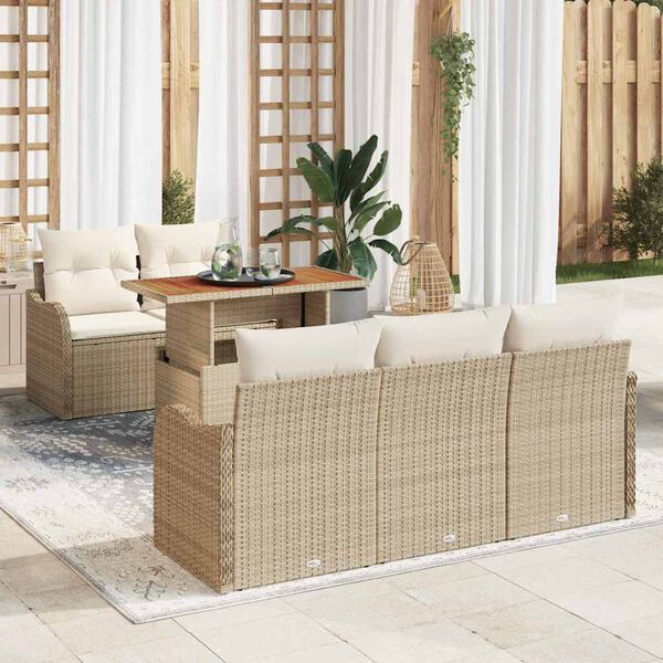 vidaXL Ensemble de canapé de jardin 6 pcs Beige et crème polyrotin