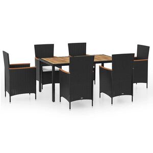 vidaXL Ensemble &agrave; manger d'ext&eacute;rieur 7pcs avec coussins R&eacute;sine tress&eacute;e