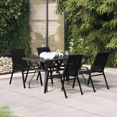 vidaXL Ensemble à manger de jardin 5 pcs Noir