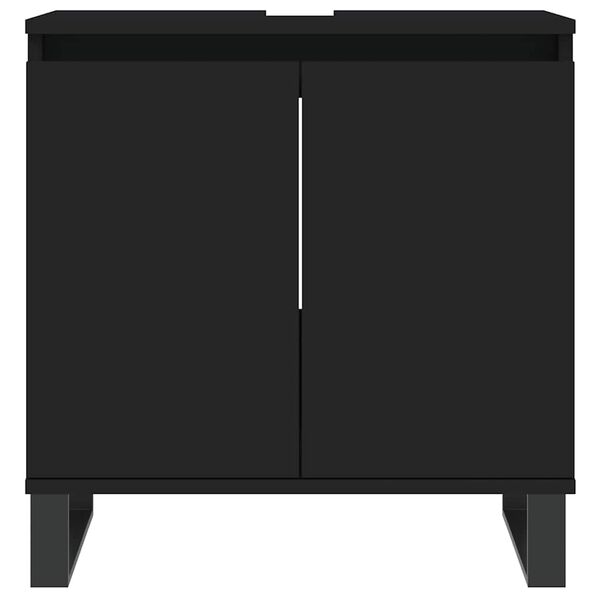 vidaXL Armoire de salle de bain noir 58x33x60 cm bois d'ing&eacute;nierie
