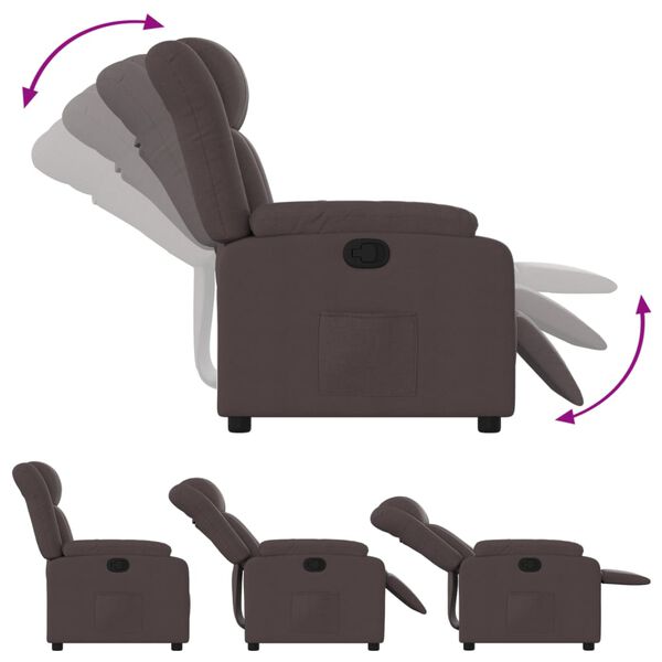 vidaXL Fauteuil inclinable Marron fonc&eacute; Tissu