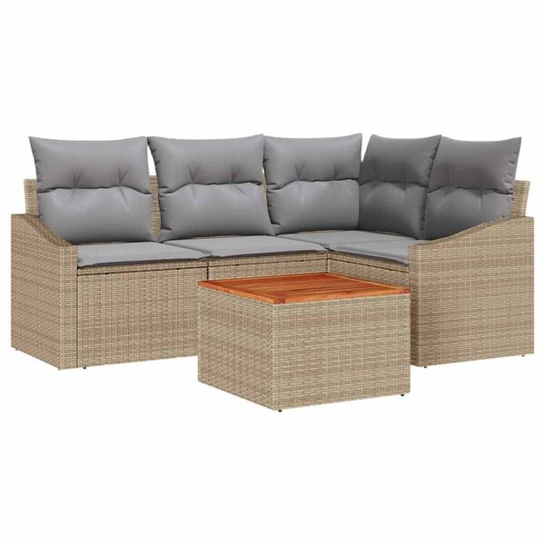 vidaXL Ensemble de canap&eacute; de jardin 5 pcs Beige et Gris clair
