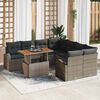 vidaXL Ensemble de canap&eacute; de jardin avec coussin 9 pcs Gris