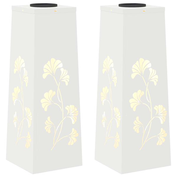 vidaXL Lumi&egrave;re de chemin LED solaire 2 pcs Blanc Acier lamin&eacute; &agrave; froid