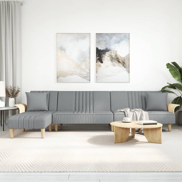 vidaXL Canap&eacute;-lit en forme de L gris clair 279x140x70 cm tissu