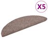 vidaXL Tapis d'escalier auto-adh&eacute;sifs 5 pi&egrave;ces 56 x 17 x 3 cm Marron clair Demi-rond