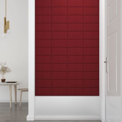 vidaXL Panneaux muraux 12 pcs Rouge bordeaux 30x15 cm Tissu 0,54 m²