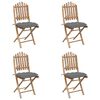 vidaXL Ensemble à manger d'extérieur pliable 5pcs avec coussins Bambou