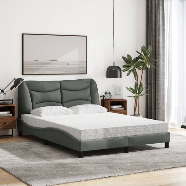 vidaXL Lit avec matelas Hvar gris foncé 120x200 cm tissu
