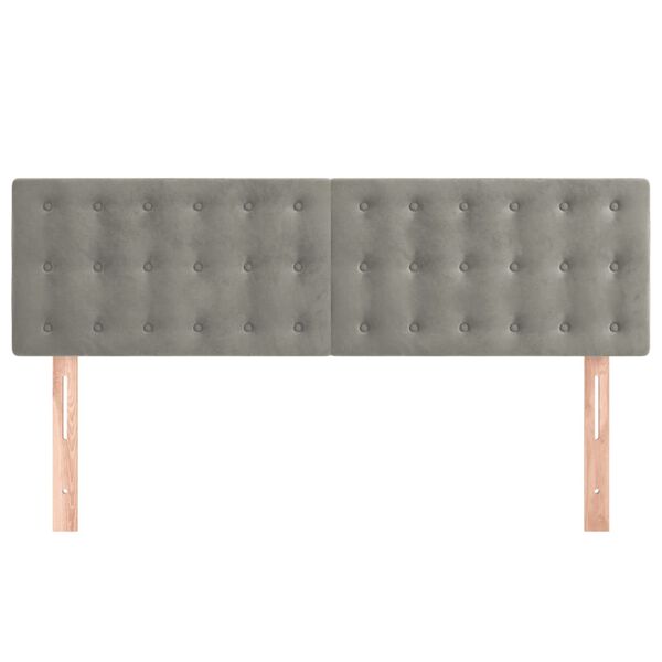 vidaXL T&ecirc;tes de lit 2 pcs Gris clair 72x5x78/88 cm Velours