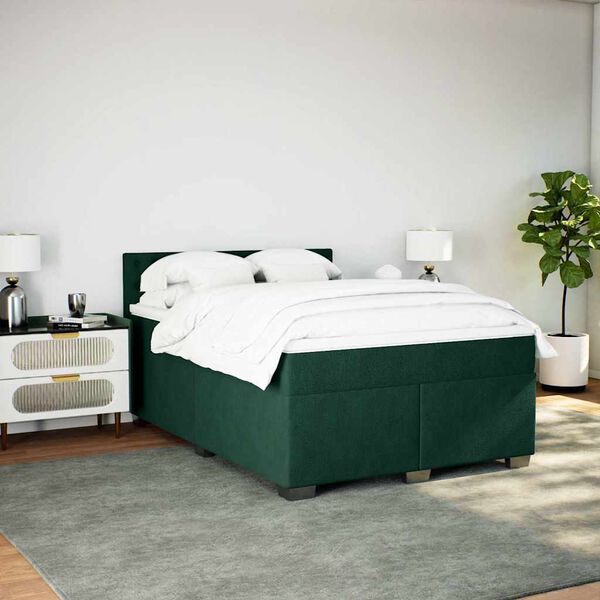 vidaXL Sommier &agrave; lattes de lit et matelas Vert fonc&eacute; 140x200cm Velours