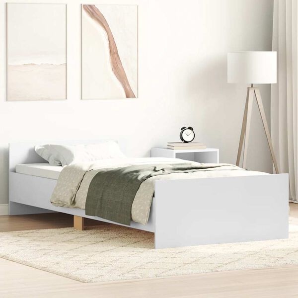 vidaXL Cadre de lit sans matelas blanc 75x190 cm bois d'ingénierie