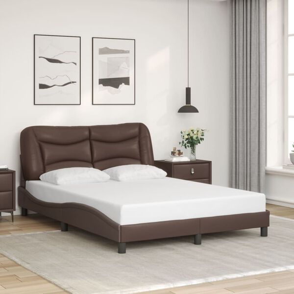 vidaXL Cadre de lit avec LED sans matelas Hvar marron 140x190 cm