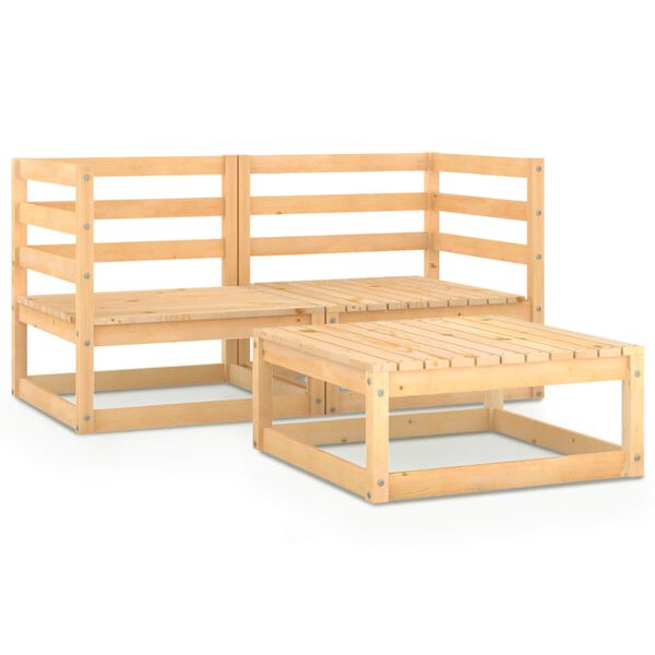 vidaXL Salon de jardin 3 pcs bois de pin massif