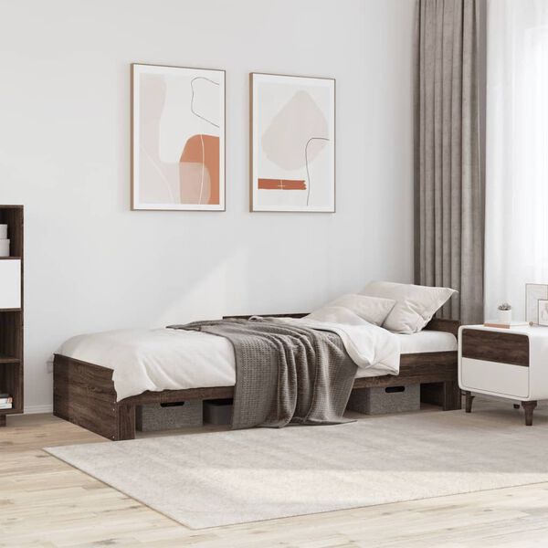 vidaXL Cadre de lit sans matelas ch&ecirc;ne marron 90x190cm bois ing&eacute;nierie