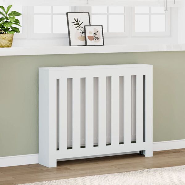 vidaXL Cache-radiateur blanc 104x20x82 cm bois d'ingénierie