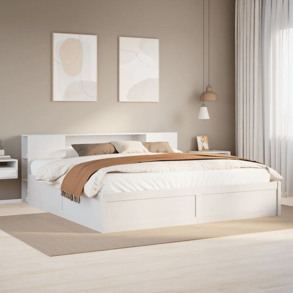 vidaXL Cadre de lit sans matelas blanc 200x200 cm bois massif de pin