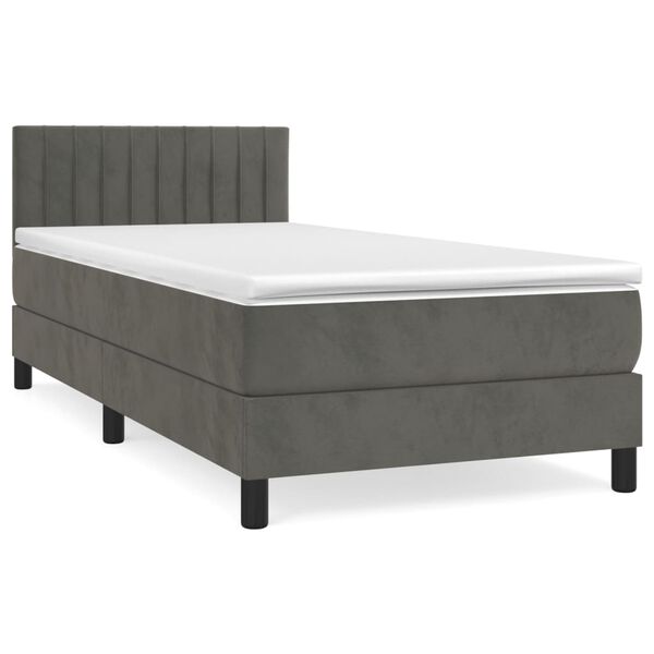 vidaXL Sommier &agrave; lattes de lit et matelas Gris fonc&eacute; 80x200 cm Velours