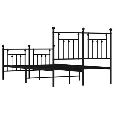 vidaXL Cadre de lit métal sans matelas avec pied de lit noir 135x190cm