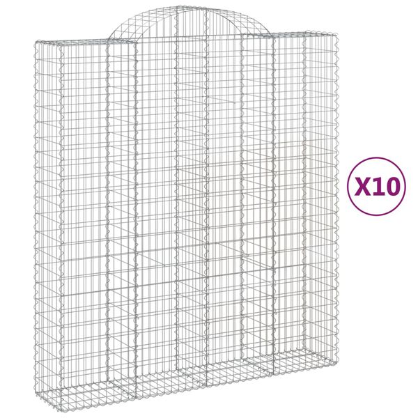 vidaXL Paniers &agrave; gabions arqu&eacute;s 10 pcs 200x50x220/240 cm Fer galvanis&eacute;