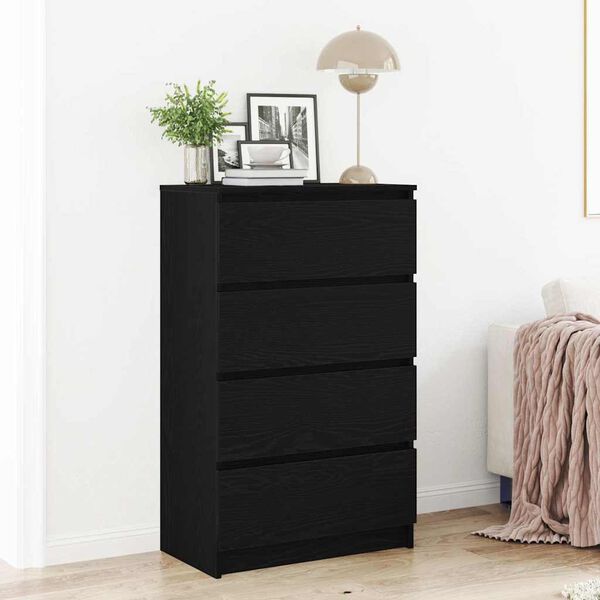 vidaXL Buffet ch&ecirc;ne noir 60x35x98,5 cm bois d'ing&eacute;nierie
