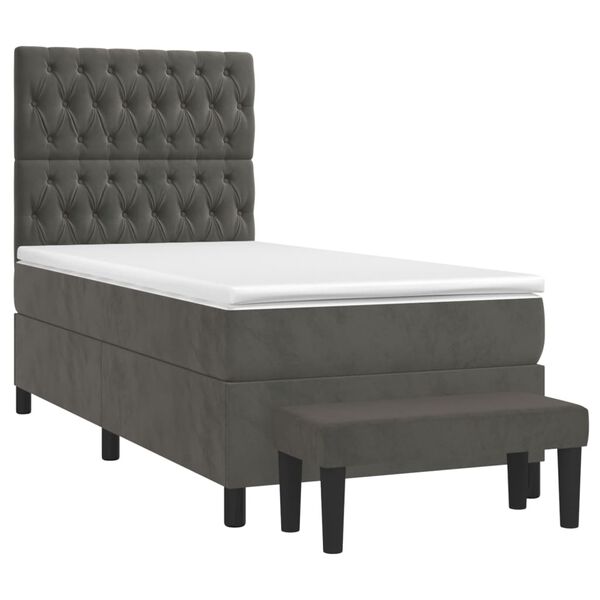 vidaXL Sommier &agrave; lattes de lit avec matelas Gris fonc&eacute; 100x200 cm