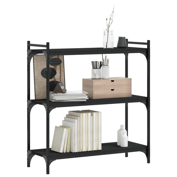 vidaXL Biblioth&egrave;que &agrave; 3 niveaux noir 80x30x86 cm bois d'ing&eacute;nierie