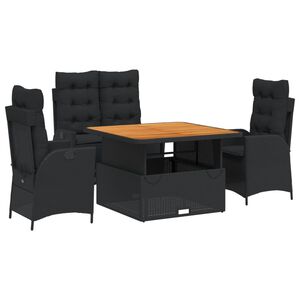 vidaXL Ensemble &agrave; manger de jardin 4 pcs avec coussins noir