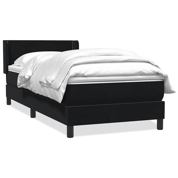 vidaXL Sommier &agrave; lattes de lit avec matelas noir 90x220 cm velours