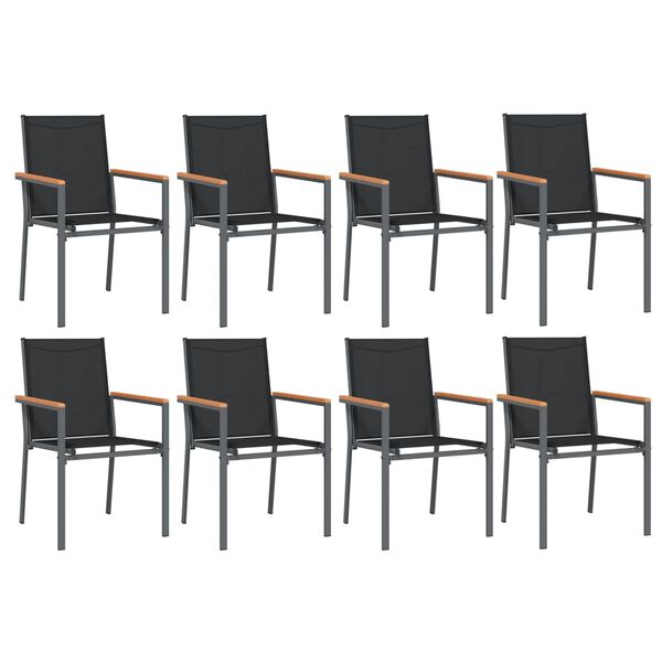 vidaXL Ensemble à manger de jardin 9 pcs noir textilène et acier