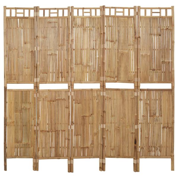 vidaXL Cloison de s&eacute;paration 5 panneaux Bambou 200x180 cm