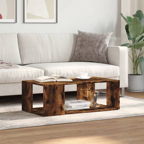 vidaXL Table basse ch&ecirc;ne fum&eacute; 89,5x48x30 cm bois d'ing&eacute;nierie