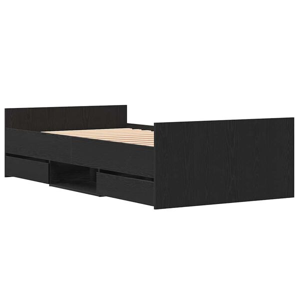 vidaXL Cadre de lit Ch&ecirc;ne noir 90 x 190 cm Bois d'ing&eacute;nierie
