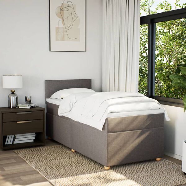 vidaXL Sommier &agrave; lattes de lit avec matelas Taupe 80x200 cm Tissu