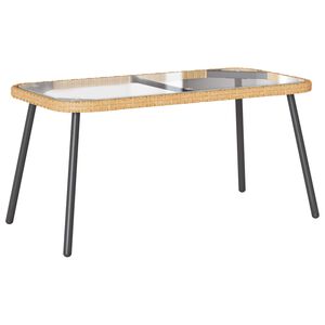 vidaXL Table basse Marron et Noir 90 x 45 x 43 cm Poly Rattan et verre