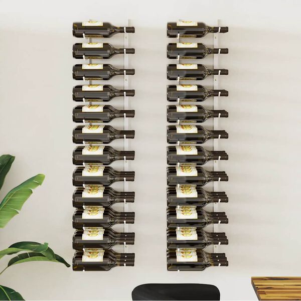 vidaXL Casier &agrave; vin mural pour 36 bouteilles 2 pcs Blanc Fer