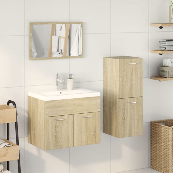 vidaXL Ensemble de meubles de salle de bain 3 pcs ch&ecirc;ne sonoma
