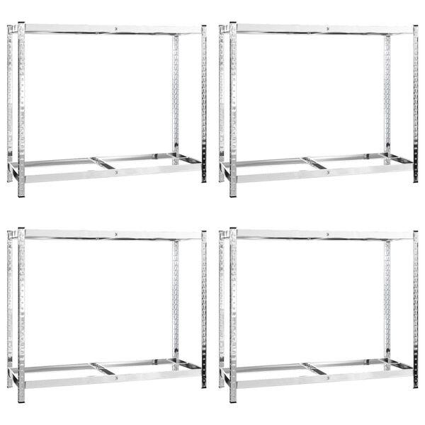 vidaXL Porte-pneus à 2 niveaux 4 pcs Argenté 110x40x110 cm Acier