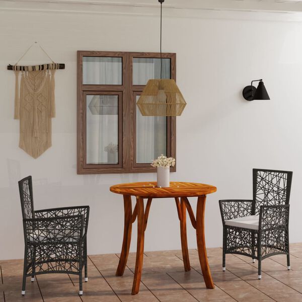 vidaXL Ensemble &agrave; manger de jardin 3 pcs Marron