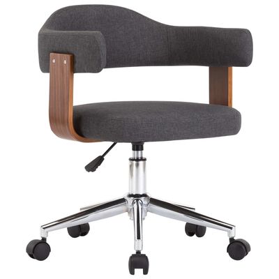 vidaXL Chaise pivotante de bureau Gris Bois courbé et tissu