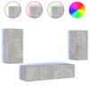 vidaXL Unit&eacute;s murales TV avec LED 4 pcs gris b&eacute;ton bois d'ing&eacute;nierie
