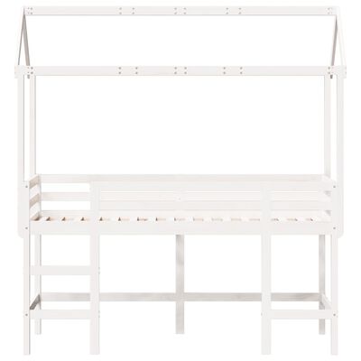 vidaXL Lit superposé avec échelle et toit sans matelas blanc 90x190 cm