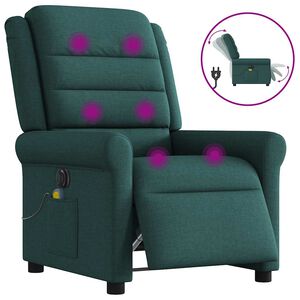 vidaXL Fauteuil de massage inclinable &eacute;lectrique Vert fonc&eacute; Tissu