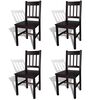 vidaXL Chaises &agrave; manger lot de 4 marron fonc&eacute; pin&egrave;de