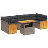vidaXL Salon de jardin 8 pcs avec coussins gris r&eacute;sine tress&eacute;e