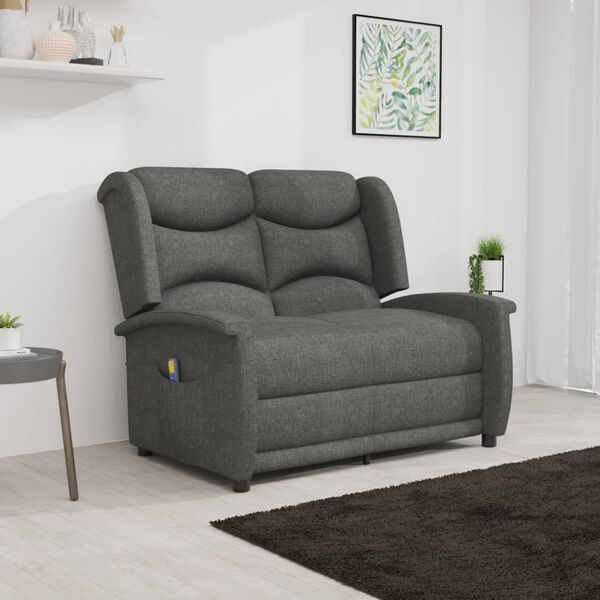 vidaXL Fauteuil de massage inclinable à 2 places gris clair tissu