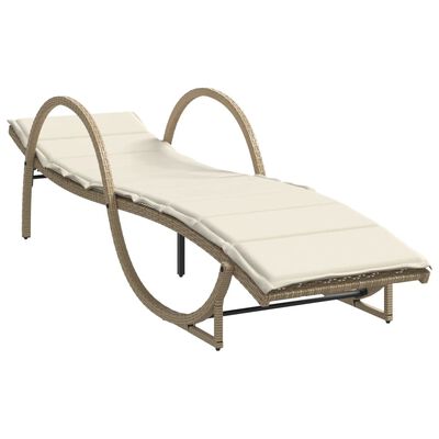 vidaXL Chaise longue avec coussin beige 60x199x42 cm résine tressée